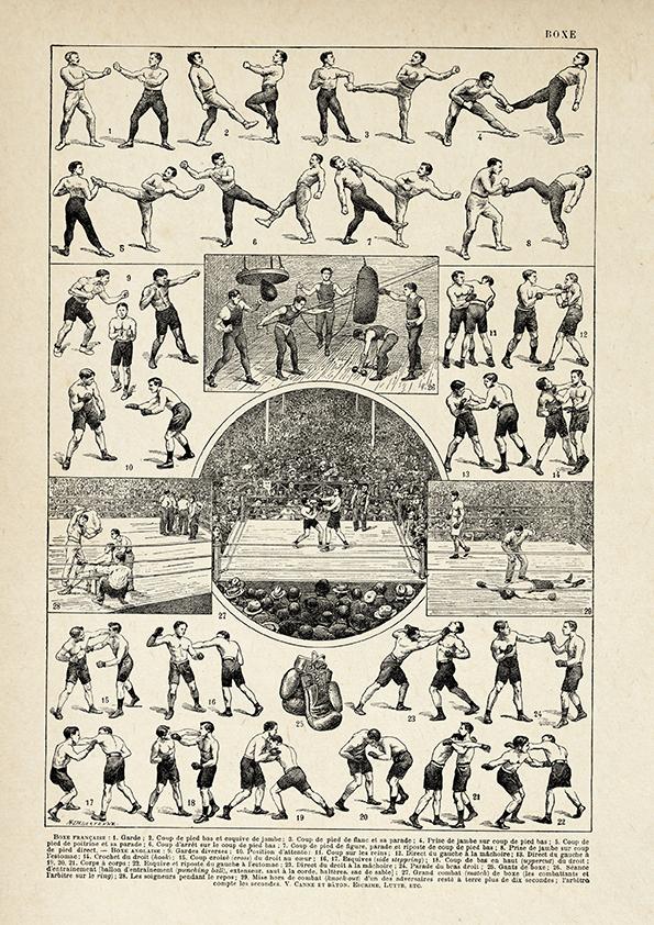Carte de boxe vintage, carte boxing