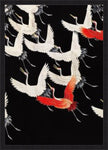 White Cranes and Red one flying Kimono