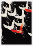 White Cranes and Red one flying Kimono