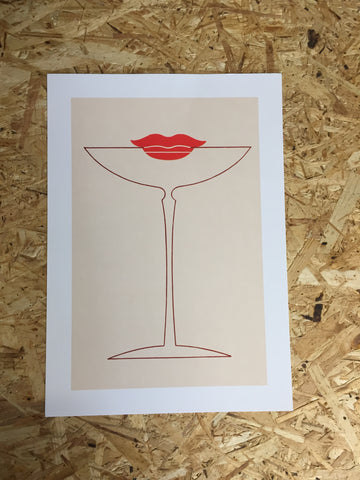 Hoefly's Cocktail Kiss Vintage Cocktail Print